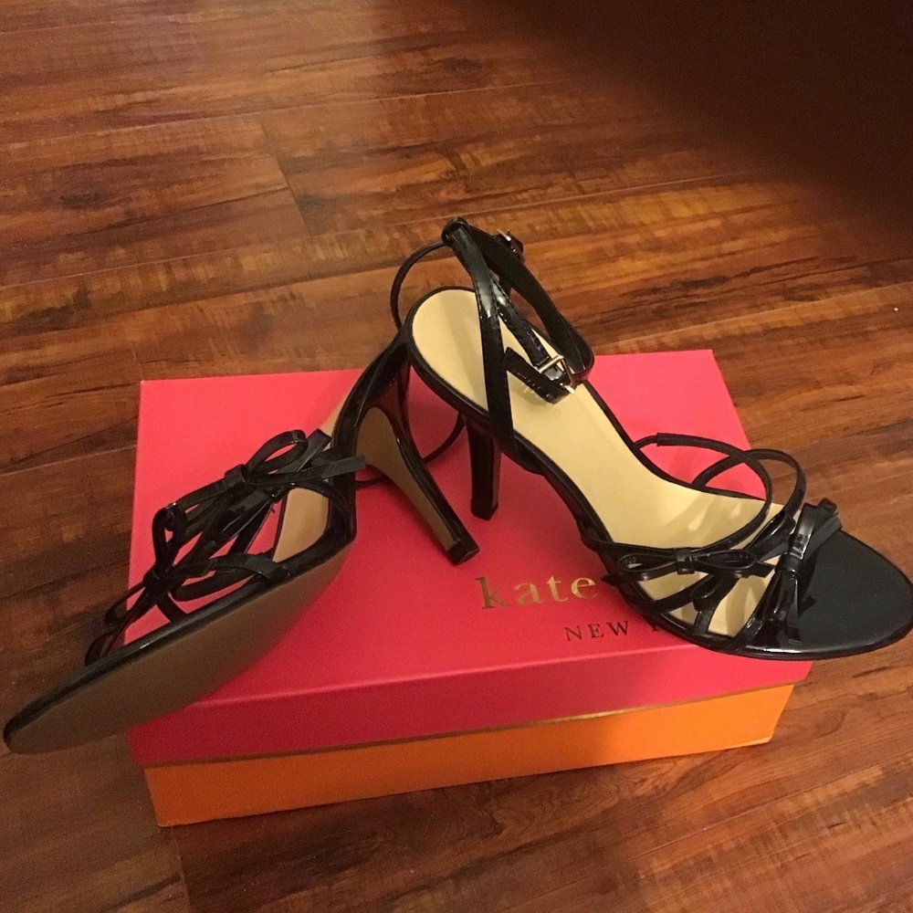 Kate Spade, Size 10 Navy Blue Patent Sandals with ankle strap